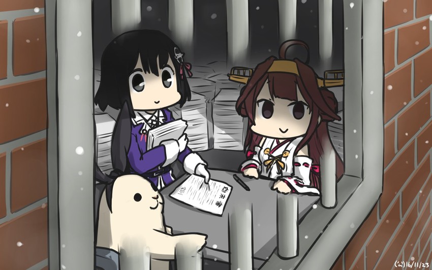 shimakaze, kongou, haguro, kongou kai ni, and haguro kai ni (kantai collection) drawn by hamu_koutarou