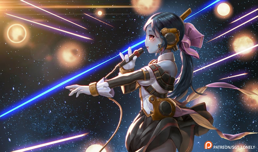 lynn minmay, t'au, and water caste t'au idol (macross and 2 more) drawn by sgt_lonely