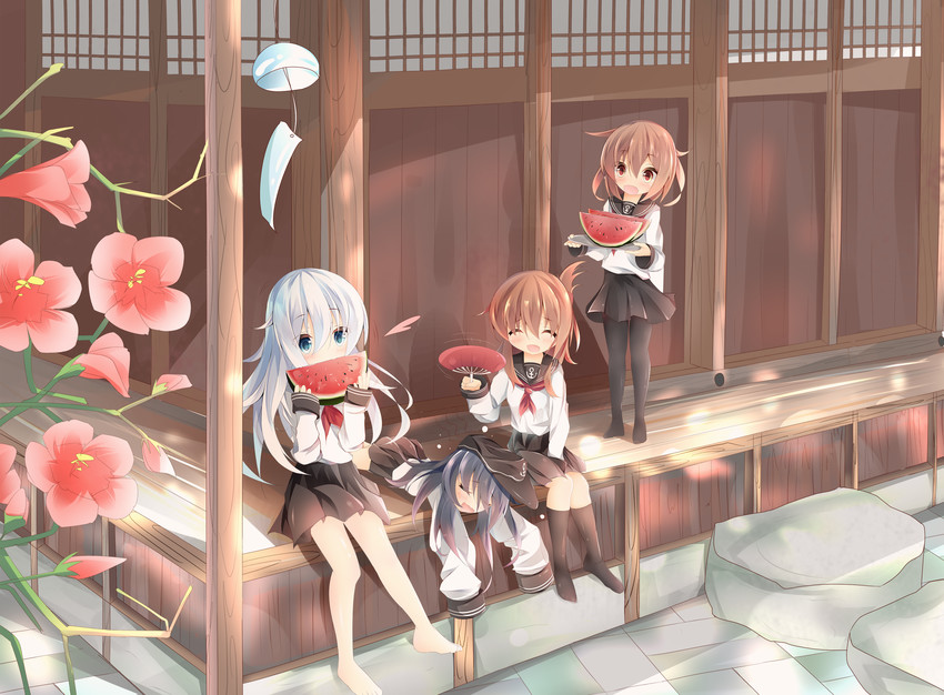 hibiki, inazuma, ikazuchi, and akatsuki (kantai collection) drawn by kushida_you