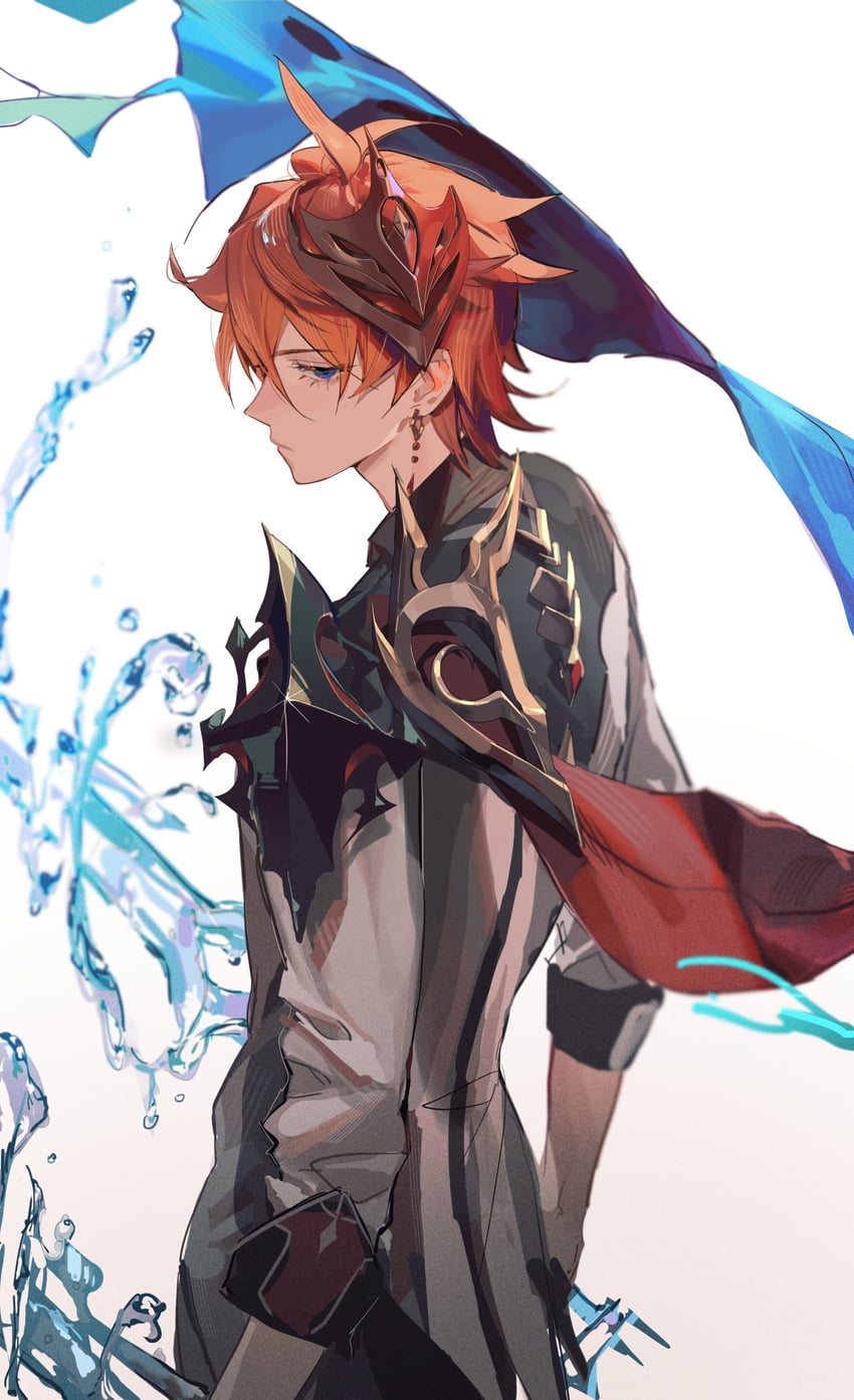 tartaglia (genshin impact) drawn by o0oherb