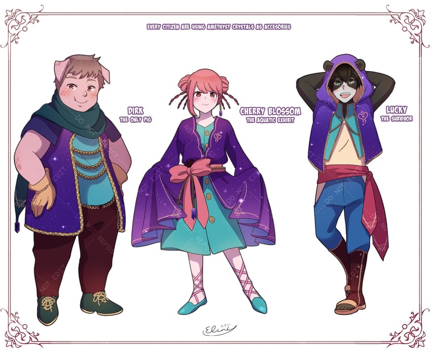 lucky, dirk, and cherry blossom (minecraft youtube and 1 more) drawn by elineyuhu