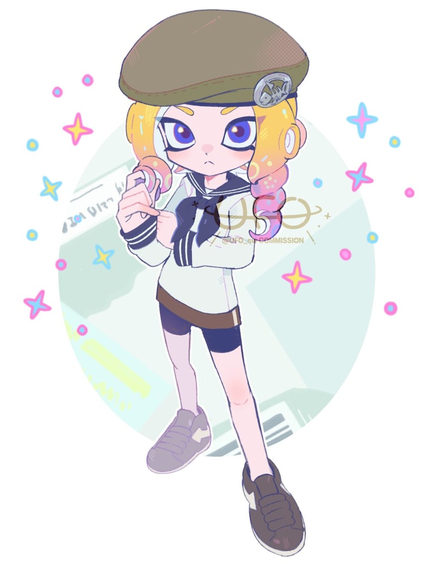octoling player character and octoling girl (splatoon and 1 more) drawn by ufo_sw