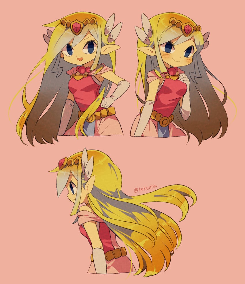 princess zelda and toon zelda (the legend of zelda and 2 more) drawn by tokuura