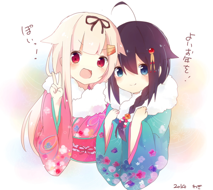 shigure, yuudachi, shigure kai ni, and yuudachi kai ni (kantai collection) drawn by wagi_(wagi26)