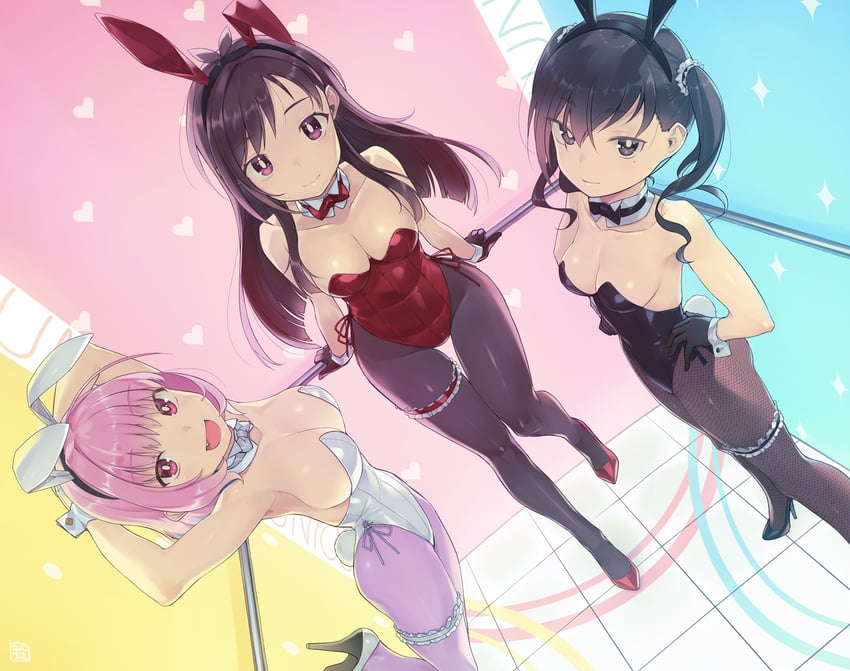 yumemi riamu, sunazuka akira, and tsujino akari (idolmaster and 1 more) drawn by heibonkaeru