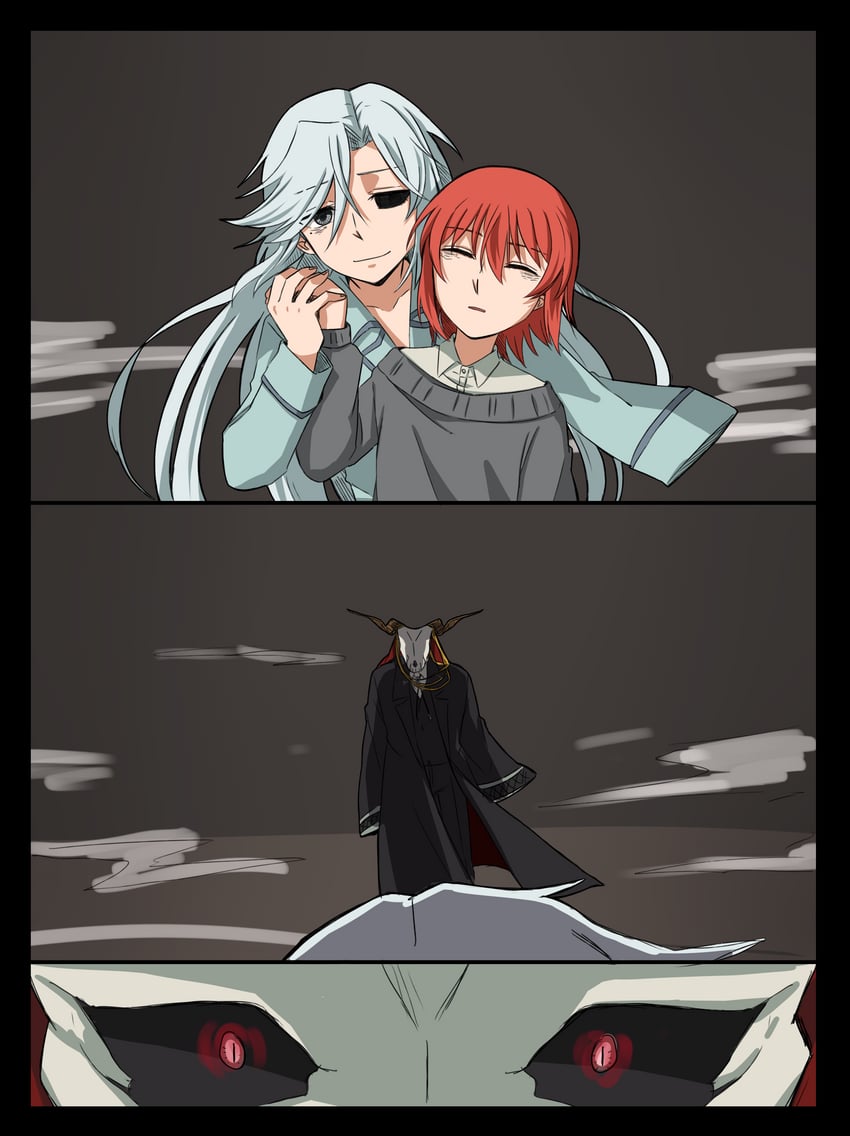 hatori chise, elias ainsworth, and joseph cartaphilus (mahou tsukai no yome) drawn by delfuze