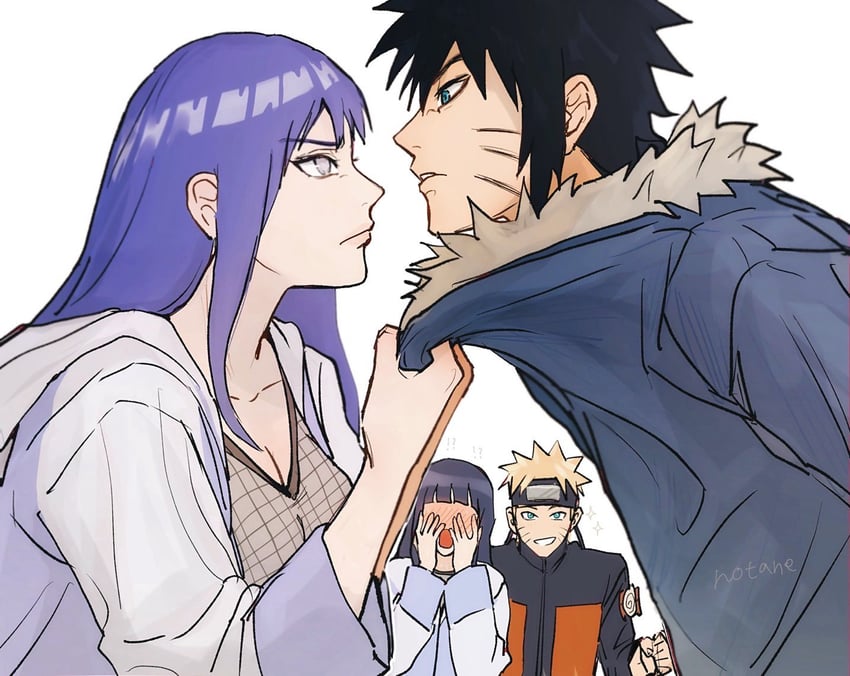 uzumaki naruto, hyuuga hinata, and uzumaki menma (naruto and 2 more) drawn by notane_n