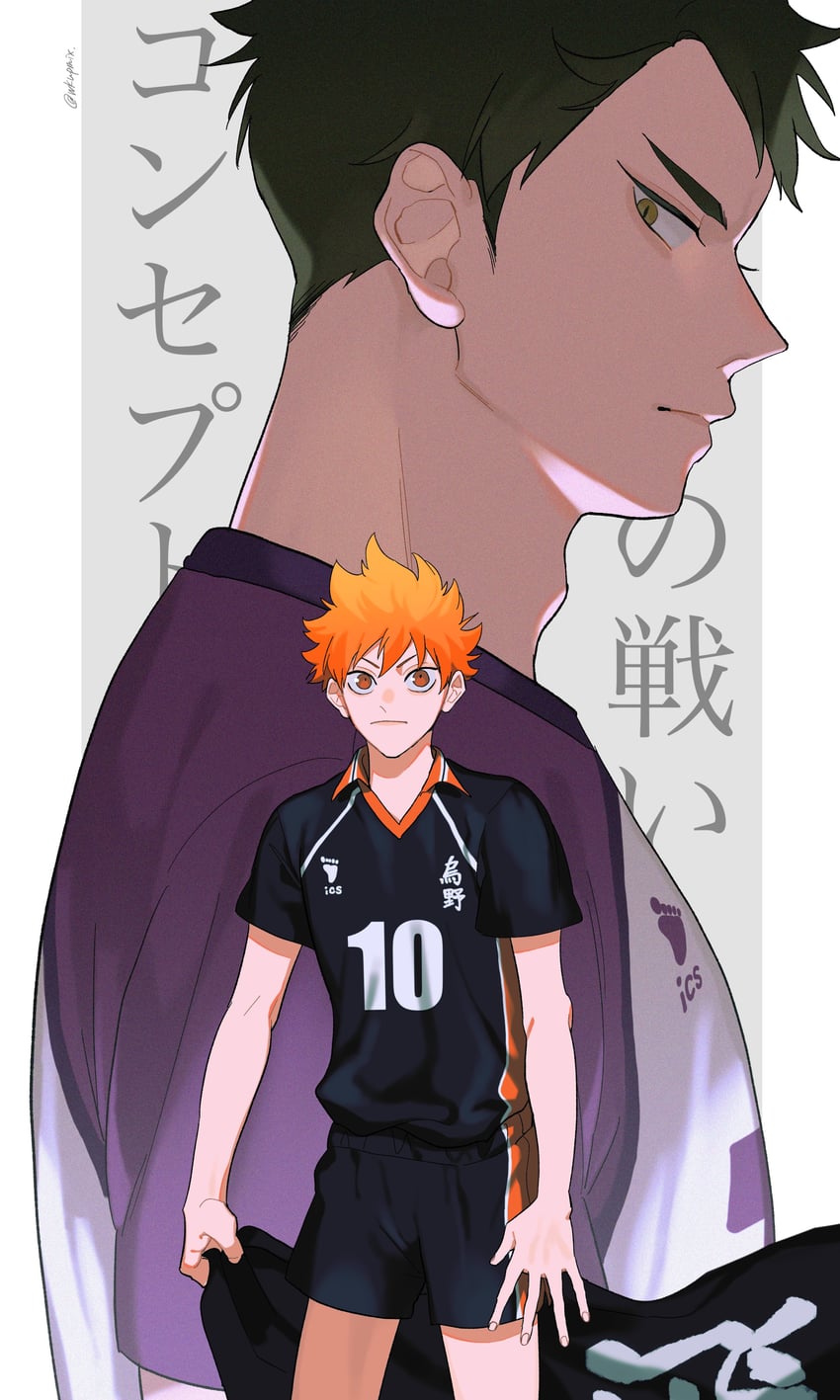 hinata shouyou and ushijima wakatoshi (haikyuu!!) drawn by mix_(wkupmix)