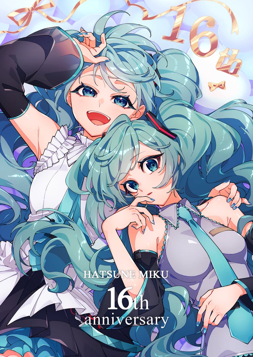hatsune miku (vocaloid and 1 more) drawn by odd_(miyoru)