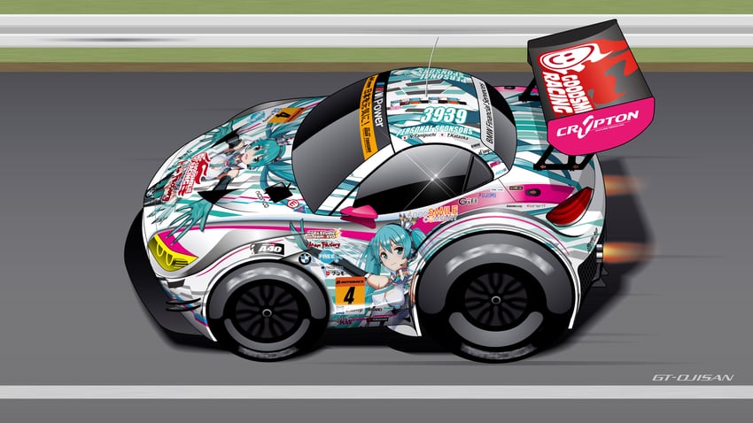 hatsune miku and racing miku (vocaloid and 4 more) drawn by gt_ojisan