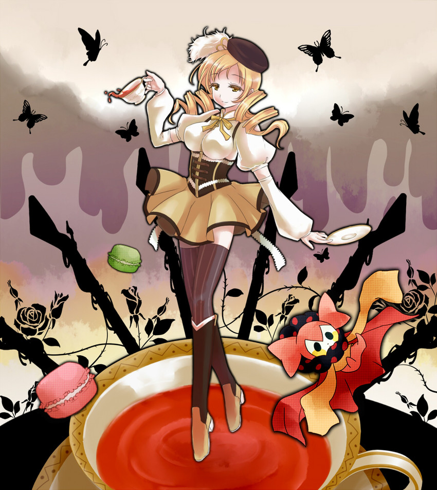 tomoe mami and charlotte (mahou shoujo madoka magica) drawn by shinsui_saya