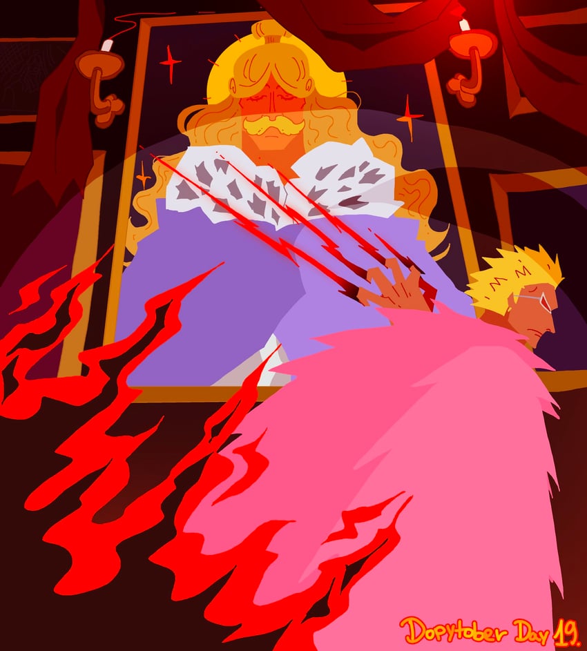 donquixote doflamingo and donquixote homing (one piece) drawn by kakusarii