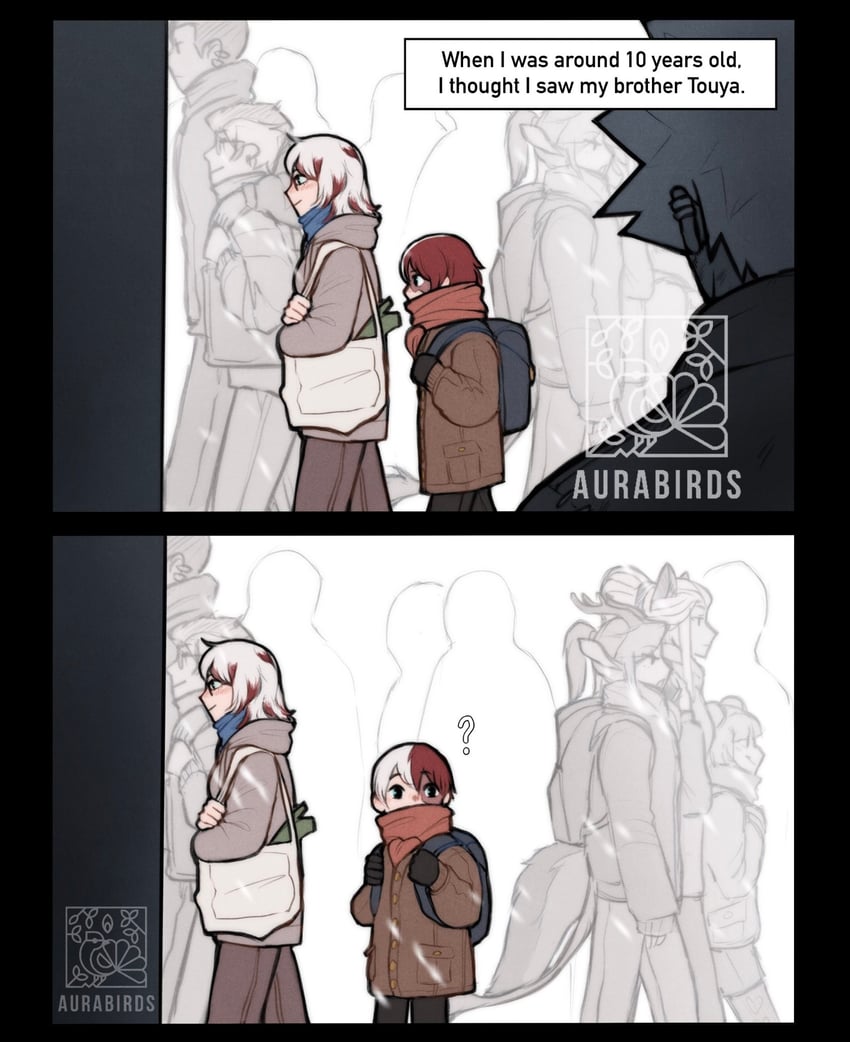 todoroki shoto, dabi, and todoroki fuyumi (boku no hero academia) drawn by aurabirds