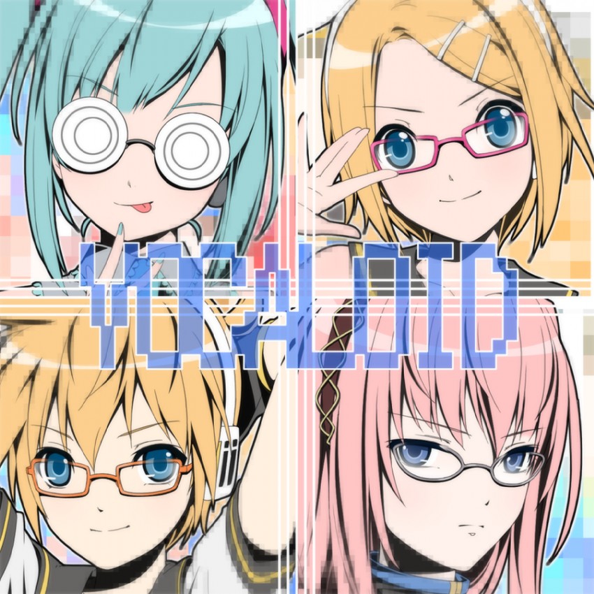 hatsune miku, kagamine rin, kagamine len, and megurine luka (vocaloid) drawn by ama_mitsuki