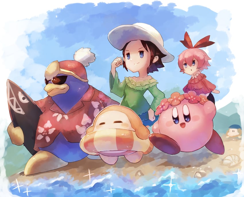 kirby, waddle dee, king dedede, bandana waddle dee, adeleine, and 1 more (kirby and 1 more) drawn by shiburingaru