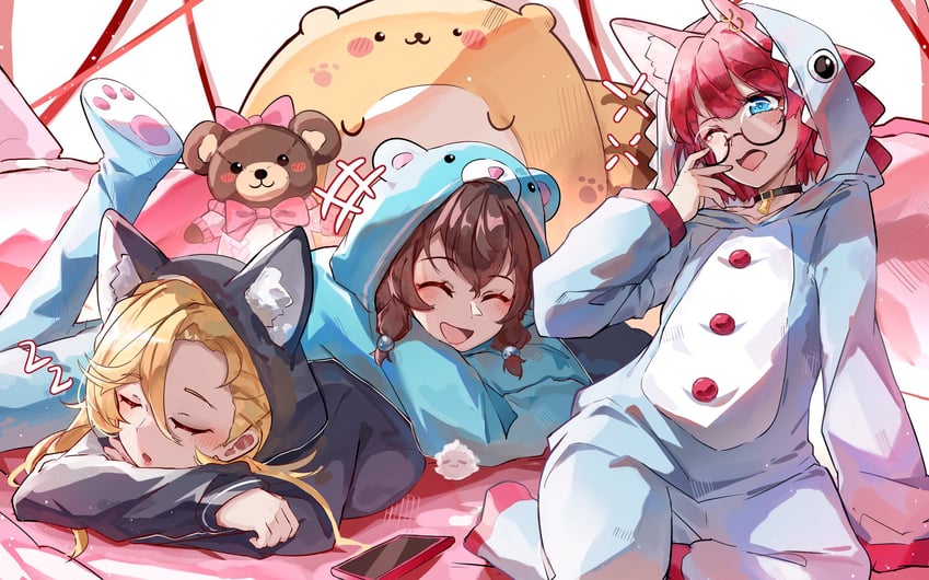 maria halina, koharu gremmy, and kit (anilive and 1 more) drawn by harasaki