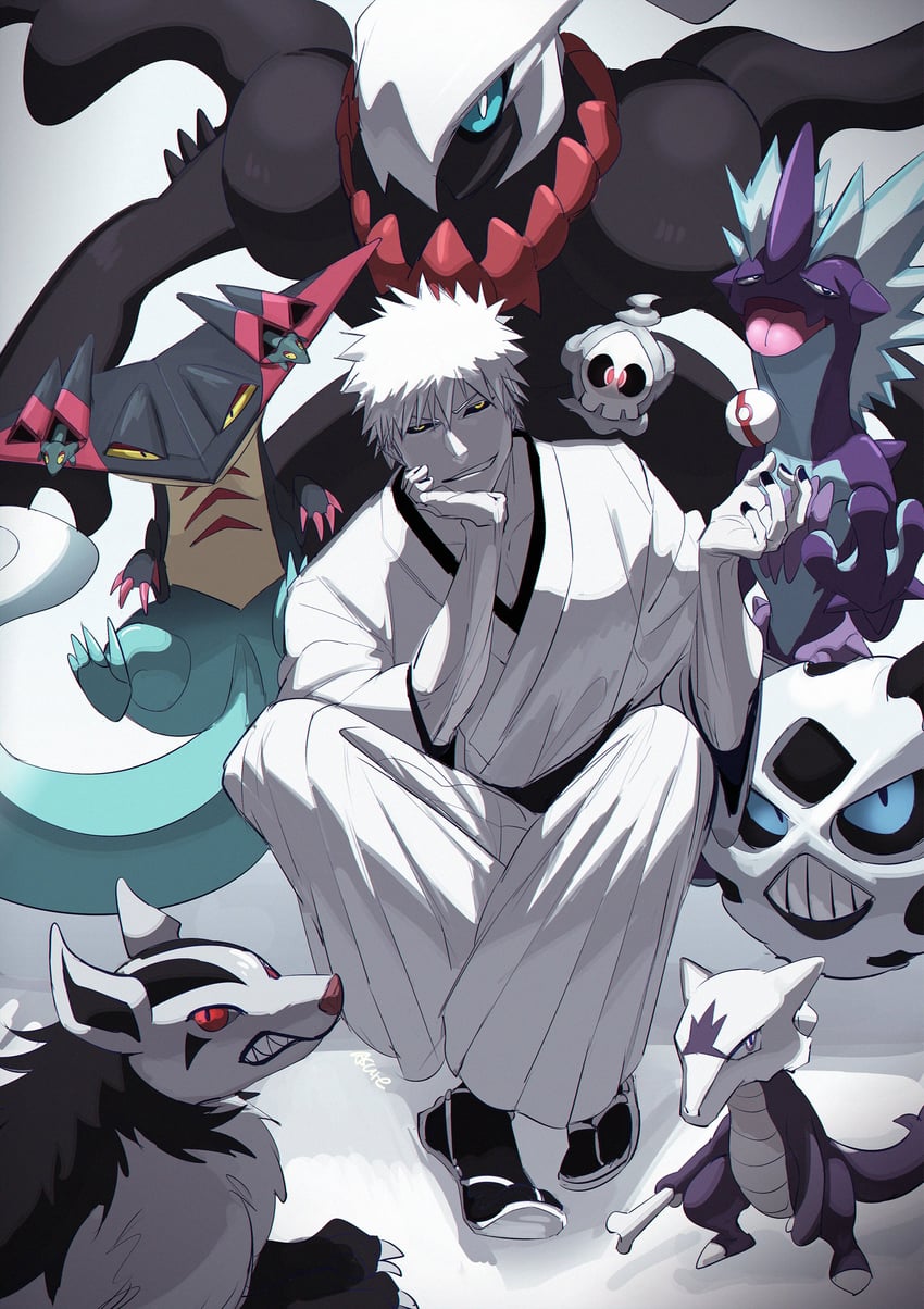 darkrai, dragapult, duskull, mightyena, toxtricity, and 3 more (pokemon and 1 more) drawn by asure_(asure_twi)