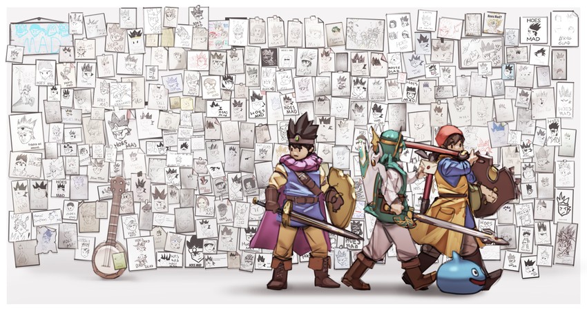 inkling player character, son goku, slime, isabelle, waddle dee, and 10 more (jojo no kimyou na bouken and 22 more) drawn by nin_nakajima