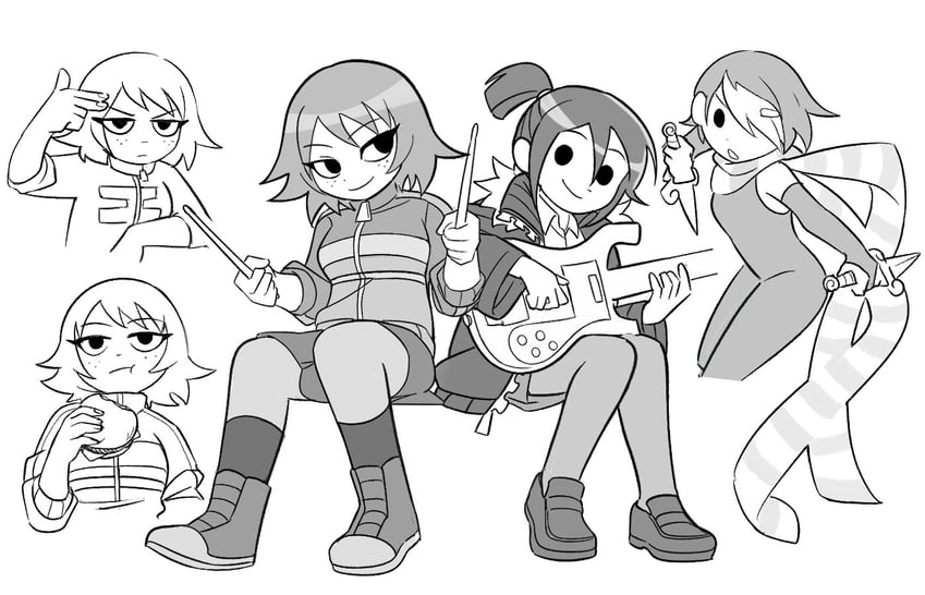kim pine and knives chau (scott pilgrim and 1 more) drawn by hone_(honesk1)
