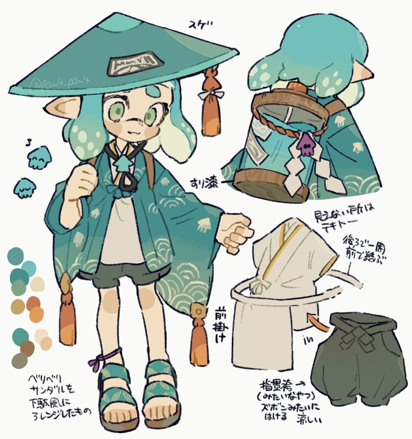 inkling player character and inkling girl (splatoon) drawn by p0m4_p0m4