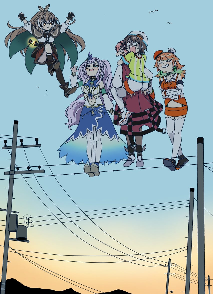 nanashi mumei, takanashi kiara, oozora subaru, takane lui, and pavolia reine (hololive and 2 more) drawn by tada_no_shika