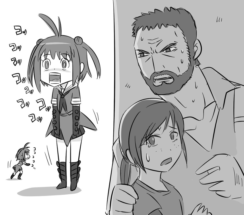 naka, ellie, and joel (kantai collection and 1 more) drawn by tonda