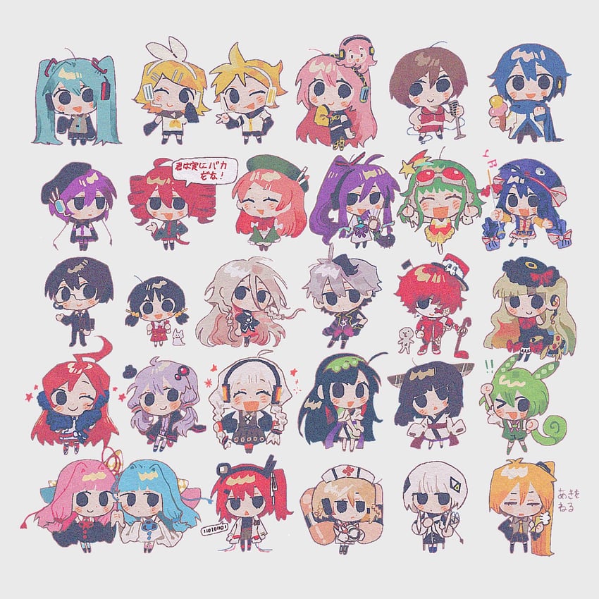 hatsune miku, kagamine rin, kagamine len, megurine luka, kasane teto, and 25 more (vocaloid and 6 more) drawn by nanji_shao