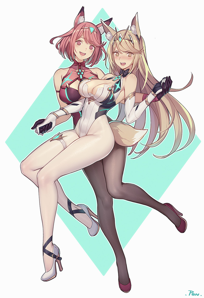 pyra and mythra (xenoblade chronicles and 1 more) drawn by pen_(steelleets)