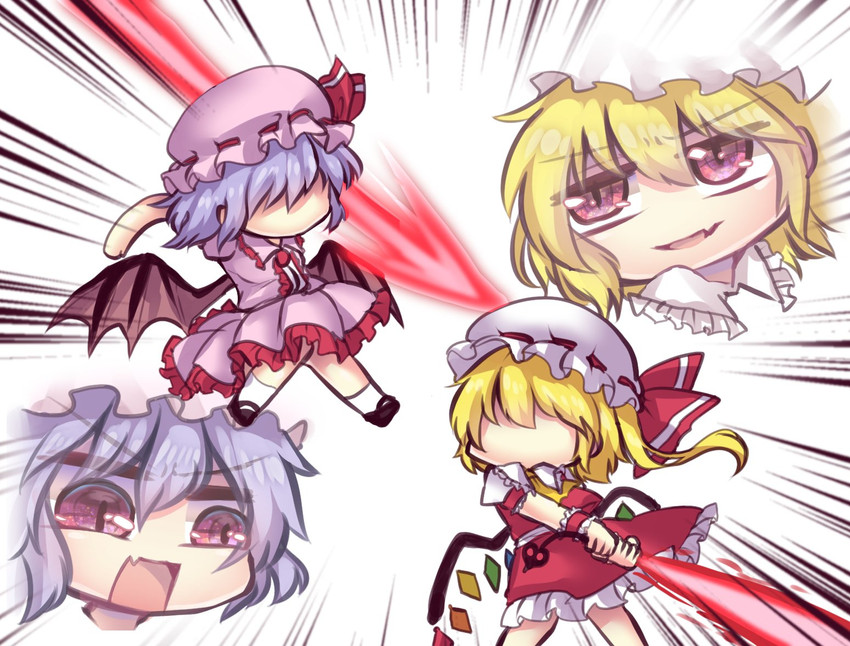 remilia scarlet and flandre scarlet (touhou) drawn by unime_seaflower