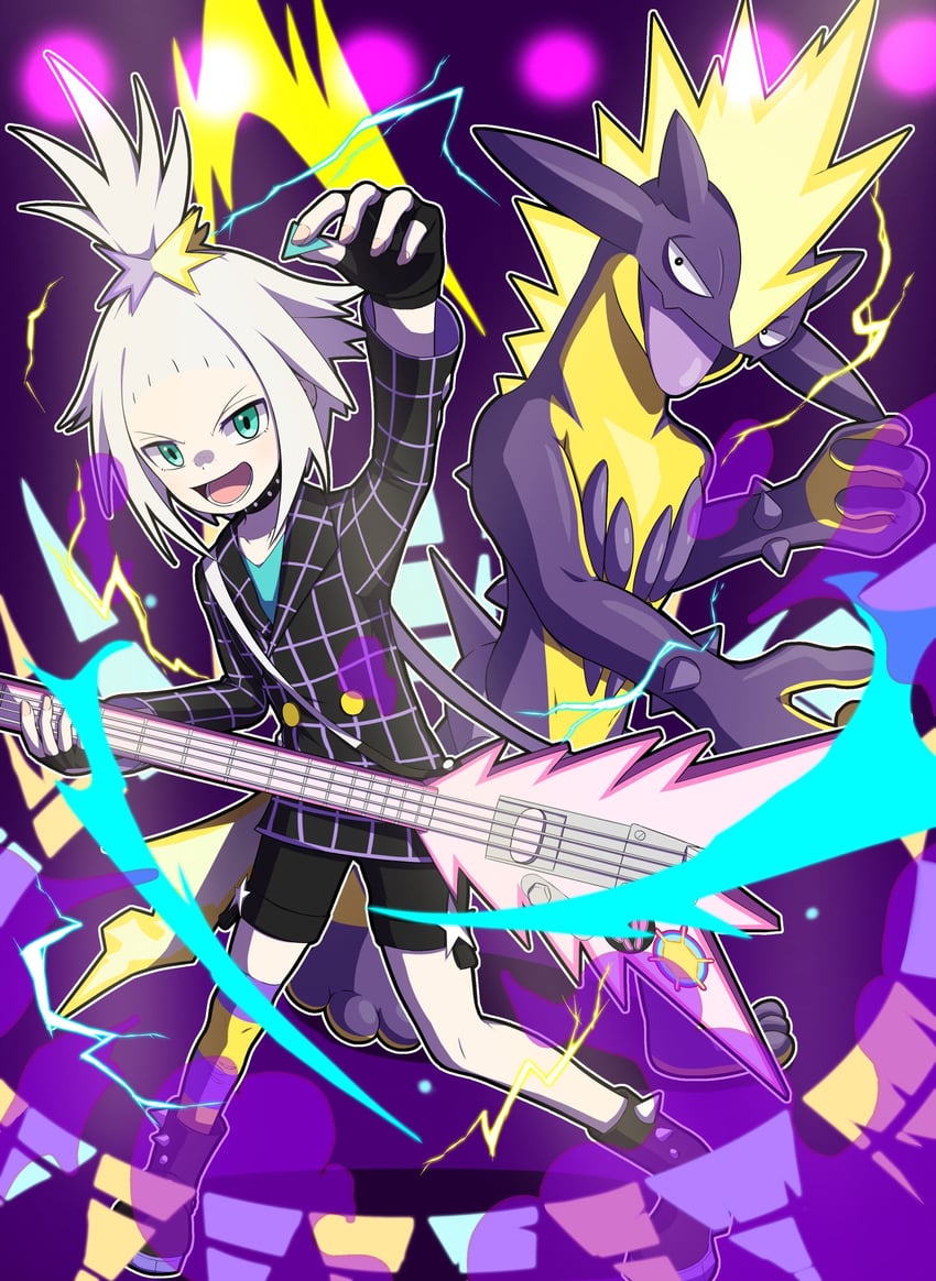 roxie and toxtricity (pokemon and 1 more) drawn by nasubi_shirasu