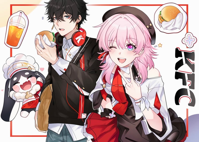 march 7th, dan heng, and pom-pom (honkai and 2 more) drawn by mojaga