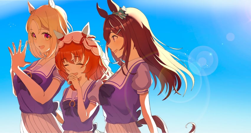 mejiro dober, narita top road, and still in love (umamusume) drawn by kado_(rotate_deg)