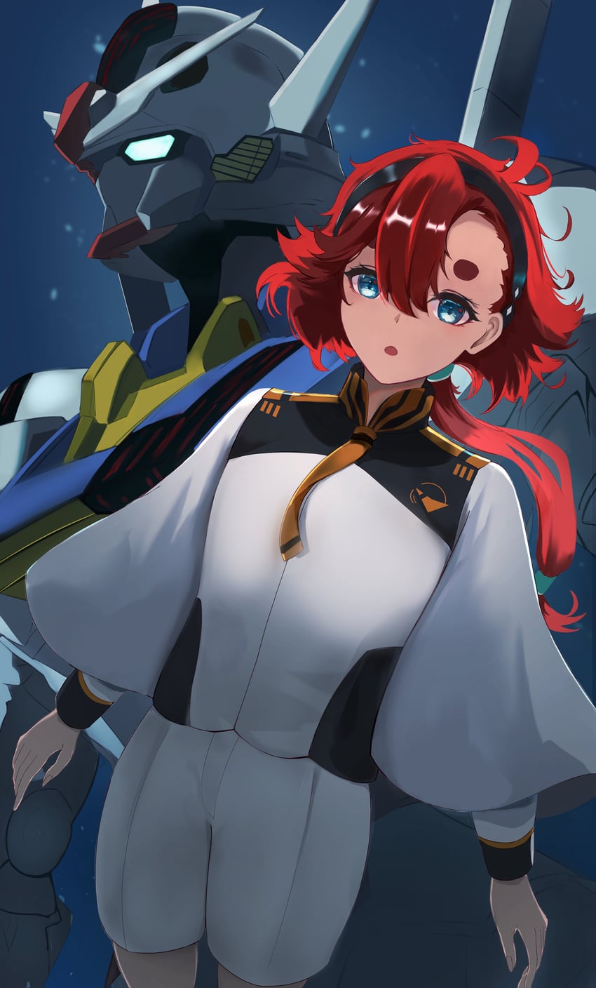 suletta mercury and gundam aerial (gundam and 1 more) drawn by pigu_56100