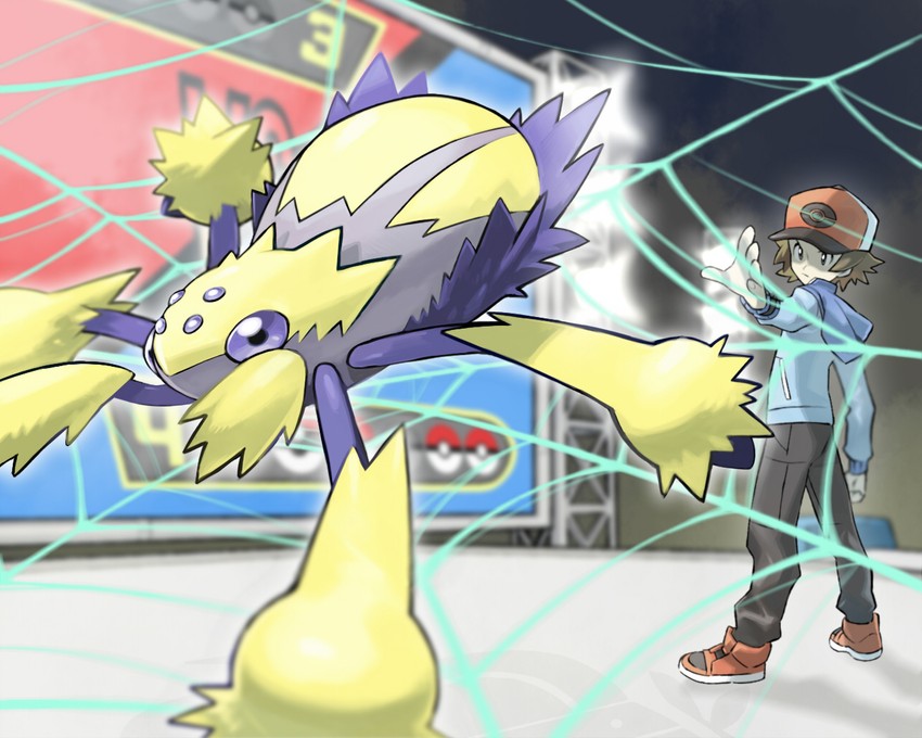 hilbert and galvantula (pokemon and 3 more) drawn by donnpati