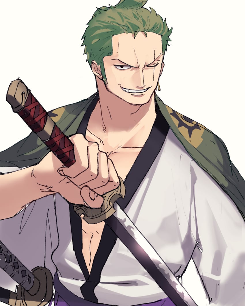 roronoa zoro (one piece) drawn by shironegi_zzz