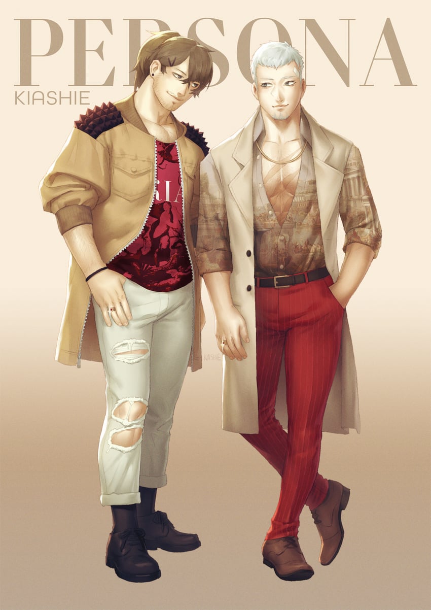 sanada akihiko and aragaki shinjirou (persona and 1 more) drawn by kia_shie