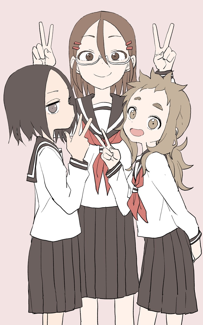 hibino mina, tenkawa yukari, and tsukimoto sanae (karakai jouzu no takagi-san) drawn by yamamoto_souichirou