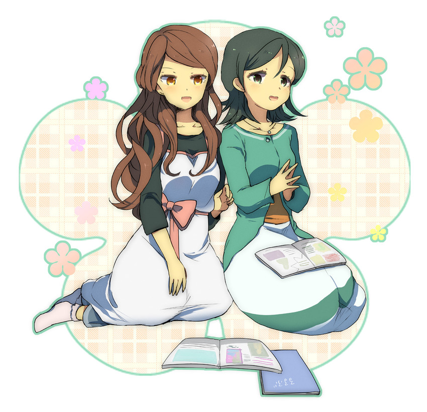 raimon natsumi and kino aki (inazuma eleven go and 1 more) drawn by rinran