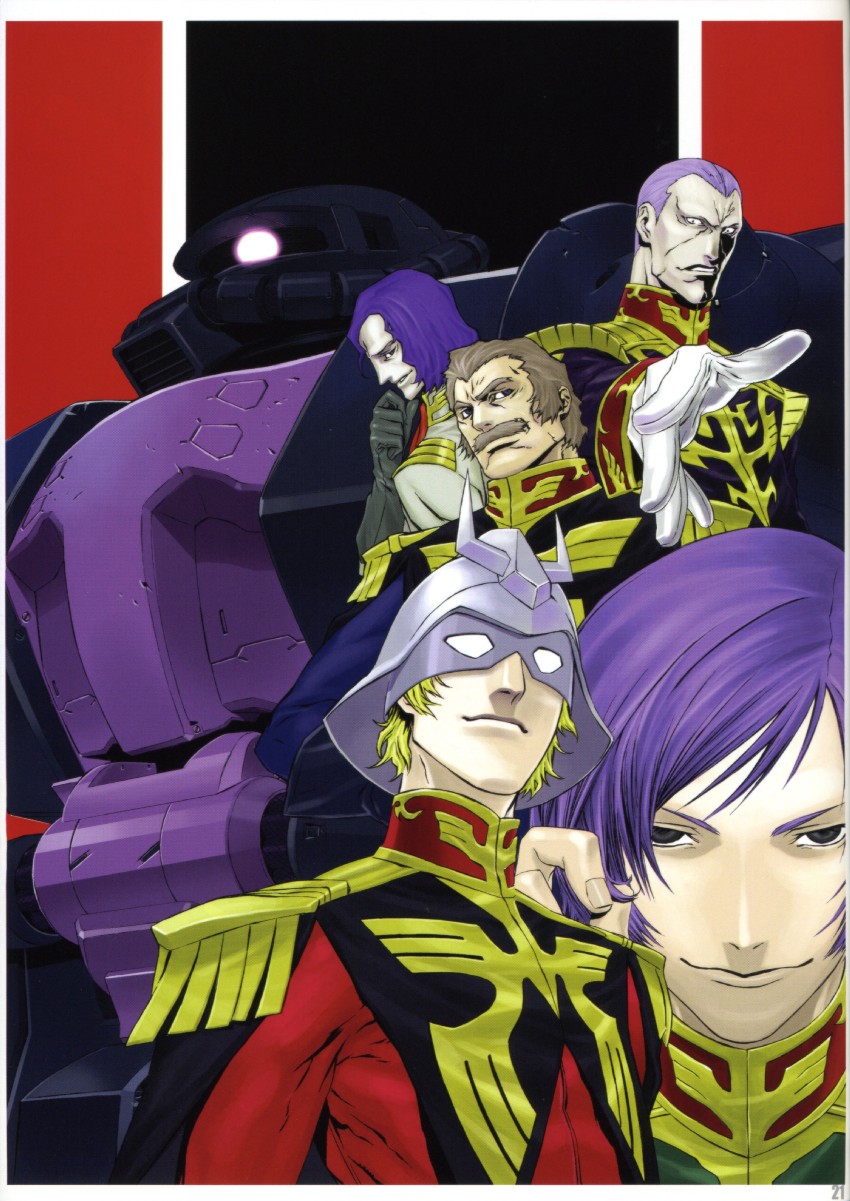 char aznable, zaku ii, garma zabi, black tri-stars, gihren zabi, and 3 more (gundam and 1 more) drawn by miwa_shirow
