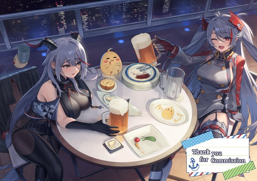 manjuu, prinz eugen, and aegir (azur lane) drawn by takinashi_(friend_coffee)