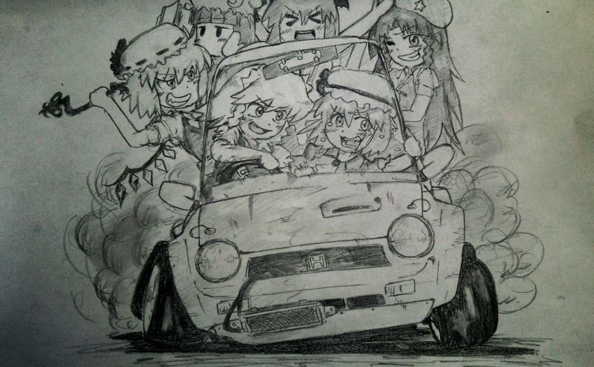 remilia scarlet, flandre scarlet, izayoi sakuya, patchouli knowledge, hong meiling, and 1 more (touhou) drawn by kou_(meiyou77724)