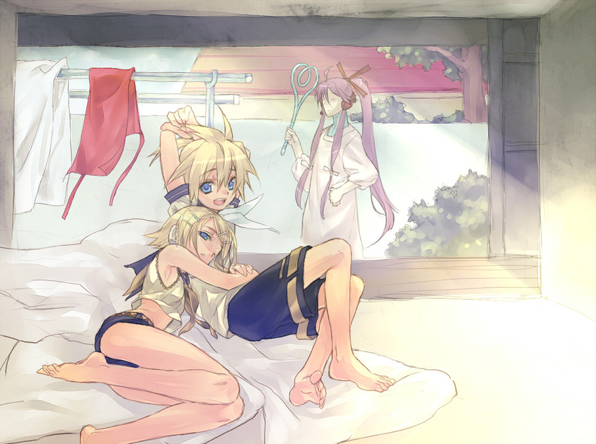 kagamine rin, kagamine len, and kamui gakupo (vocaloid) drawn by wanko_(takohati8)