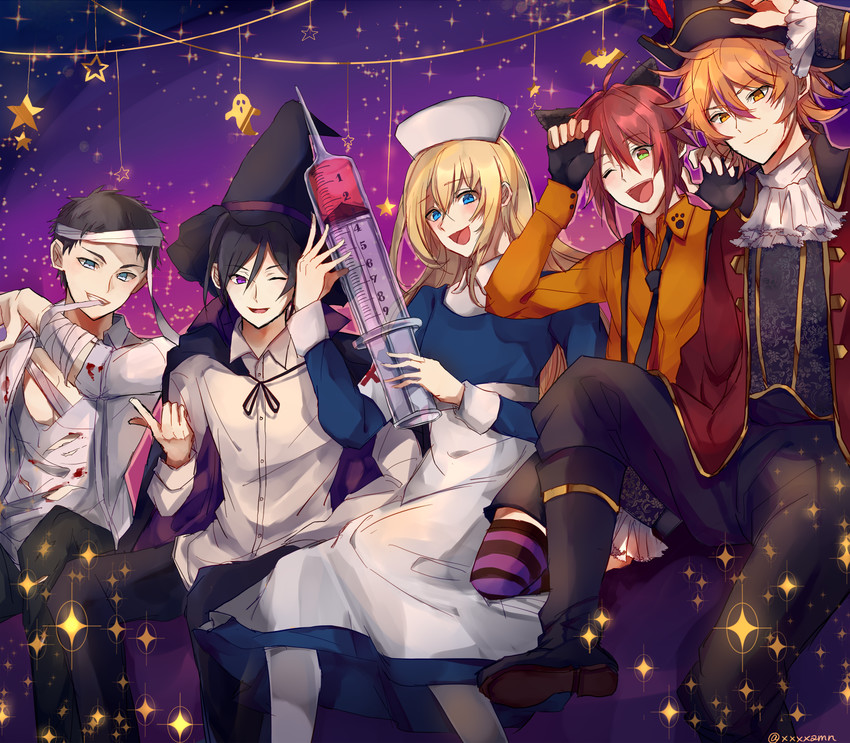 midare toushirou, yagen toushirou, atsushi toushirou, gotou toushirou, and shinano toushirou (touken ranbu) drawn by suna_(sngm025)