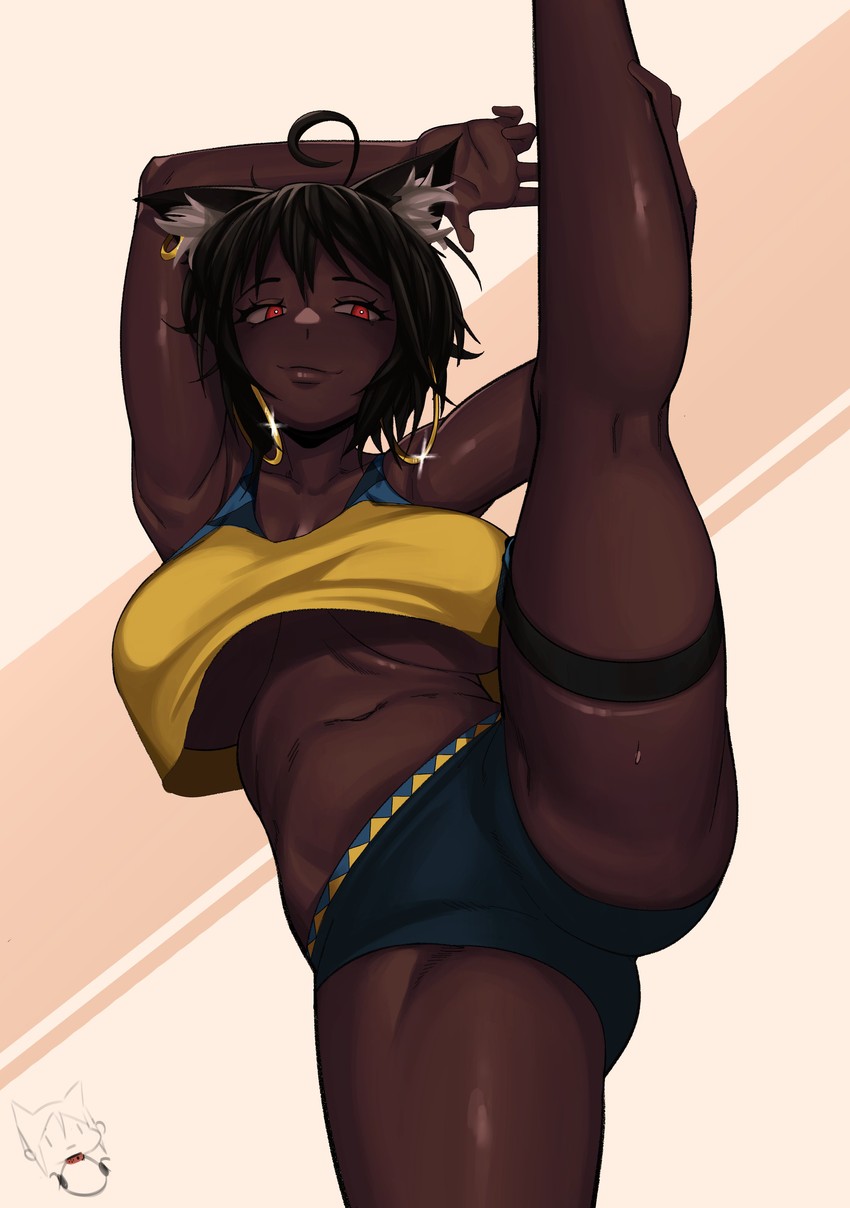 ahoge cat girl (original and 1 more) drawn by kevbot