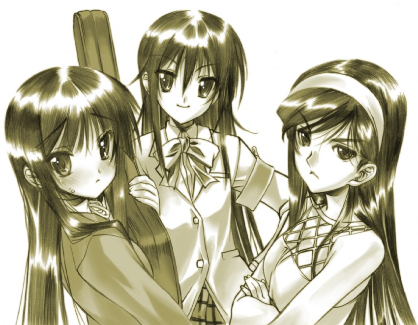 akiyama mio, kumashiro maya, hikasa youko, and amakusa shino (k-on! and 2 more) drawn by senomoto_hisashi