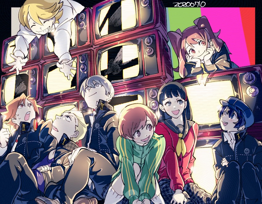 narukami yu, shirogane naoto, satonaka chie, kujikawa rise, amagi yukiko, and 3 more (persona and 1 more) drawn by kuga_hotaru