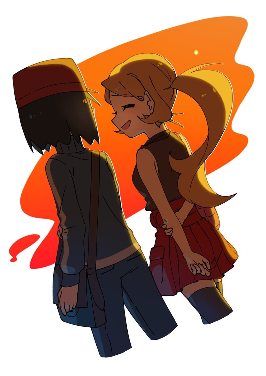 serena and calem (pokemon and 1 more) drawn by omochi_(omotimotittona3)