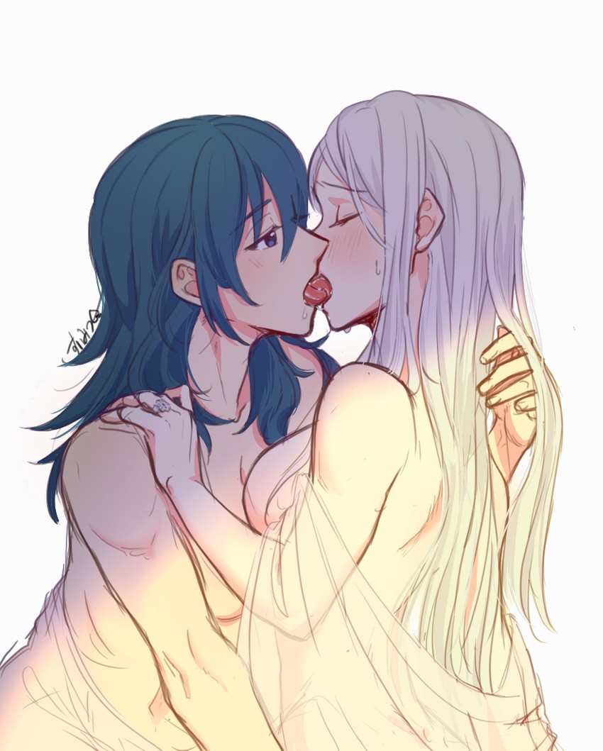 female byleth and edelgard von hresvelg (fire emblem and 1 more) drawn by riromomo