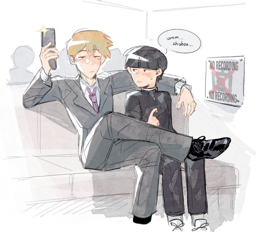 kageyama shigeo and reigen arataka (mob psycho 100) drawn by mp100days