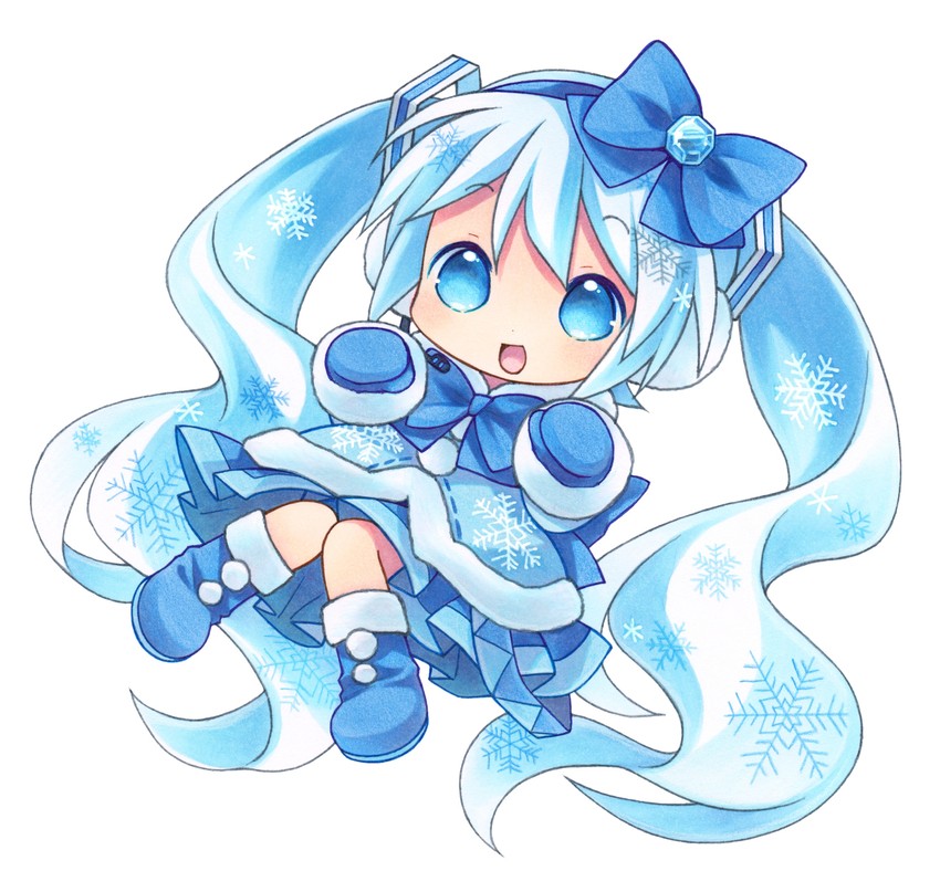 hatsune miku and yuki miku (vocaloid) drawn by kagami_leo